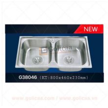 CHẬU RỬA CHÉN INOX 2 HỘC DẬP G3C-8046 GOLICAA