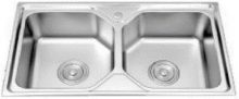CHẬU RỬA CHÉN BÁT INOX 2 HỘC DẬP G3C-9050V GOLICAA