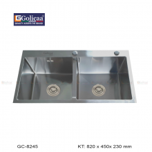 CHẬU RỬA CHÉN 2 HỘC HANDMADE GOLICAA GC-8245 SUS 304