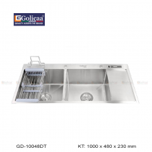 CHẬU RỬA CHÉN BÁT 2 HỘC 1 CÁNH DAO THỚT HANDMADE GOLICAA GD-10048DT SUS 304