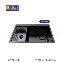CHẬU RỬA CHÉN BÁT 1 HỘC PHỦ NANO ĐEN GOLICAA GA-7545ND