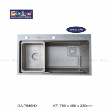 CHẬU RỬA CHÉN BÁT 1 HỘC NANO XÁM GOLICAA GA-7846NX