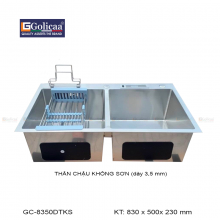 CHẬU RỬA CHÉN BÁT 2 HỘC ĐỀU DAO THỚT KHÔNG SƠN HANDMADE GOLICAA GC-8350DKS