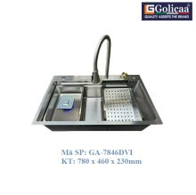 CHẬU RỬA CHÉN BÁT 1 HỘC VÒI ÂM LIỀN CHẬU XẢ THÁC GOLICAA GA-7846DVI